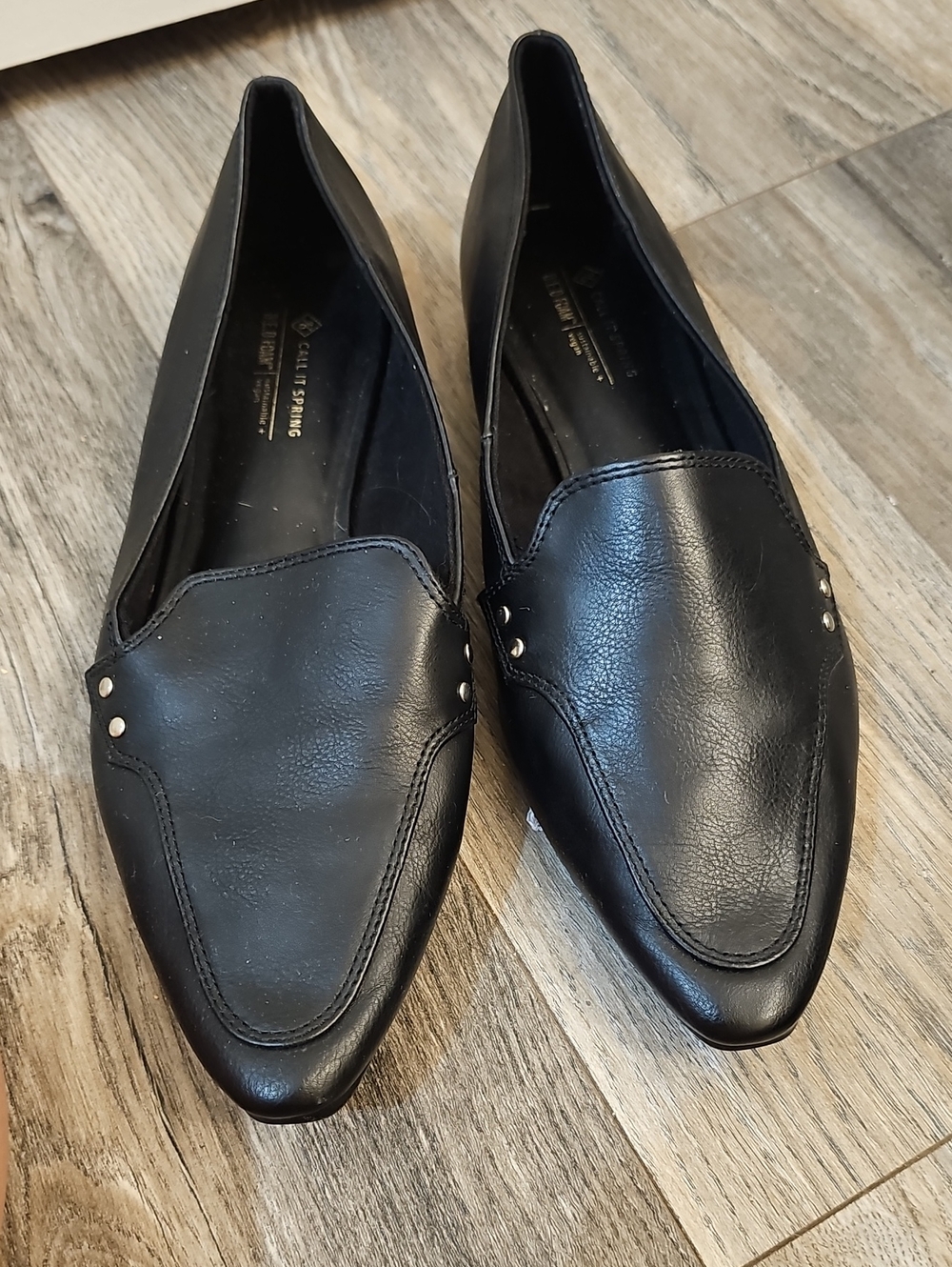 Call It Spring Women's Black Pointed Slip-On Loafers